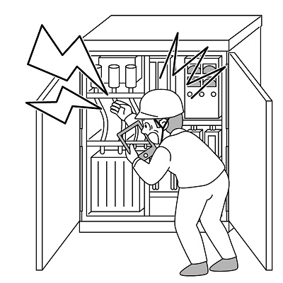 受電設備の月次点検中に、誤って充電部に接触して感電しそうになった